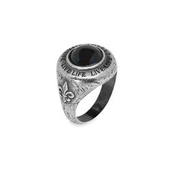 RM9C Anillo Plata de Palo piedra redonda ónix super elegante