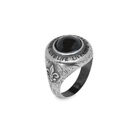 RM9C Anillo Plata de Palo piedra redonda ónix super elegante