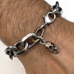 SB089X Pulsera Plata de Palo Skull eslabones calavera