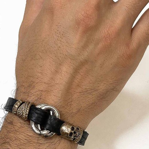 SB094X Pulsera Plata de Palo de hombre calavera