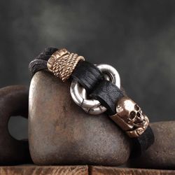 SB094X Pulsera Plata de Palo de hombre calavera