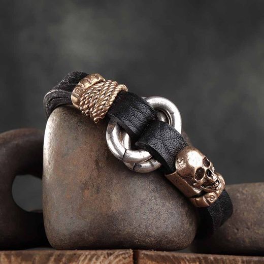 SB094X Pulsera Plata de Palo de hombre calavera