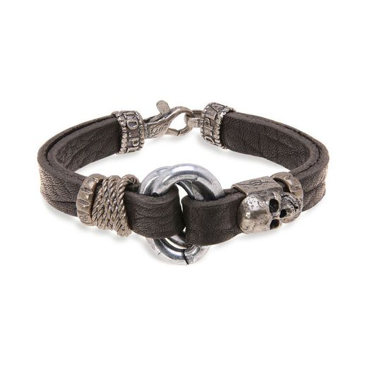 SB094X Pulsera Plata de Palo de hombre calavera