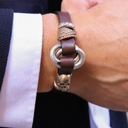 SB094X Pulsera Plata de Palo de hombre calavera