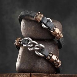 SB096X Pulsera Plata de Palo Skull de hombre vintage