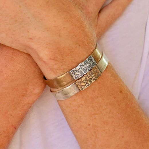 SB121X Pulsera PLATA DE PALO unisex rígida de bronce y plata de ley 925 colección Tritón con carácter y personalidad