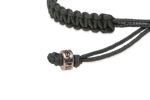 SB122V Pulsera Plata de Palo unisex de nylon verde con calaveras de bronce colección Draxiel cierre autoajustable