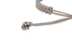 SB123B Pulsera Plata de Palo unisex de nylon beige con dos calaveras de plata 925 colección Valdren