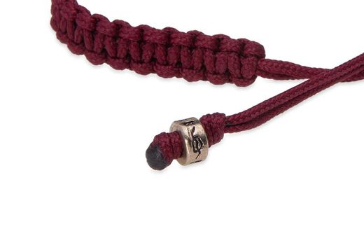 SB123G Pulsera Plata de Palo unisex de nylon autoajustable granate con dos calaveras de Plata 925 colección Vespre