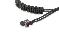 SB123V Pulsera PLATA de PALO unisex de nylon verde con dos calaveras de plata 925 modelo Elunara autoajustable