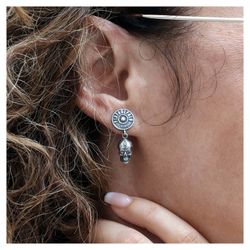 SE002X Pendientes Plata de Palo Skull