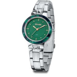 D25335.03 Reloj DUWARD Señora. Brazalete acero inoxidable 316L. Caja acero 316L con bisel de resina verde
