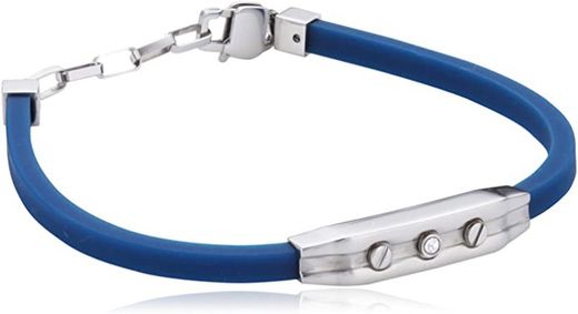 SHG03 Pulsera caucho azul y acero