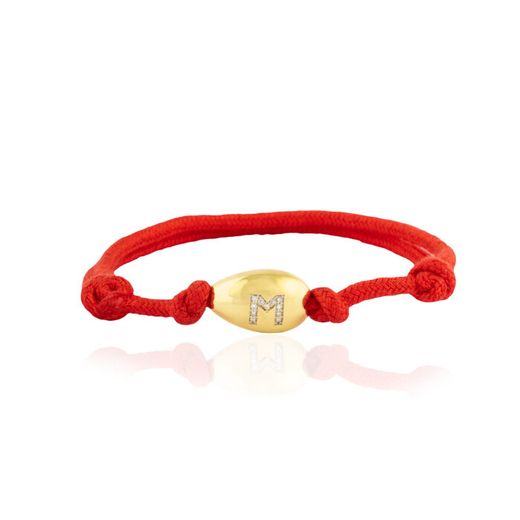 SKU: 05-001119 Pulsera autoajustable unisex Pepita de oro 18k con inicial de diamantes