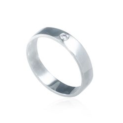 SKU: 171-GOB/1 Alianza matrimonio de oro blanco 18k cuadrada con diamante