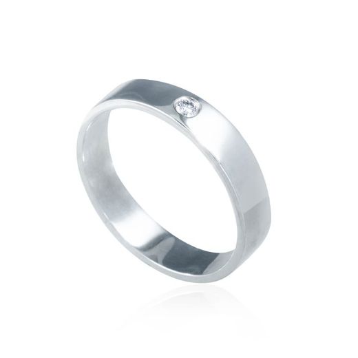 SKU: 171-GOB/1 Alianza matrimonio de oro blanco 18k cuadrada con diamante