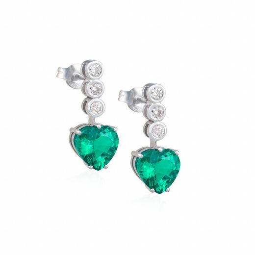 SKU N/D-E Pendientes oro 18K diamantes y esmeralda talla corazón