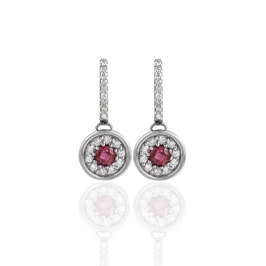 SKU02-001000R Pendientes oro y diamantes con rubí