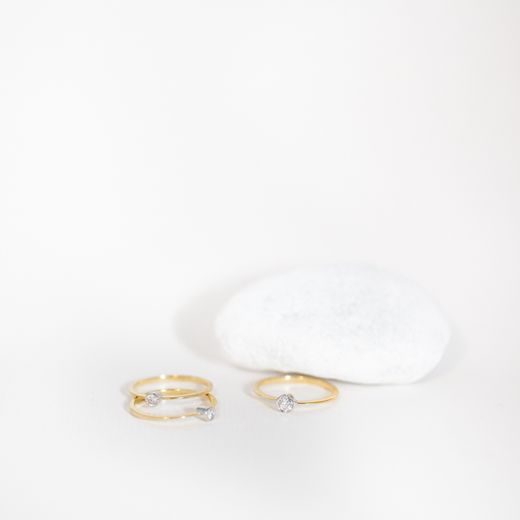 SKUND Anillo de mujer o pedida en oro 18k bicolor con brillante