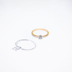 SKUND Anillo de mujer o pedida en oro 18k bicolor con brillante