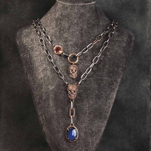 SN015X Colgante Plata de Palo calavera de bronce