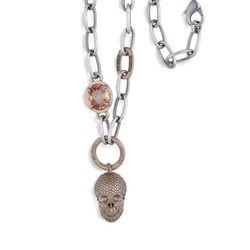 SN016X Colgante PLATA DE PALO calavera cuarzo facetado