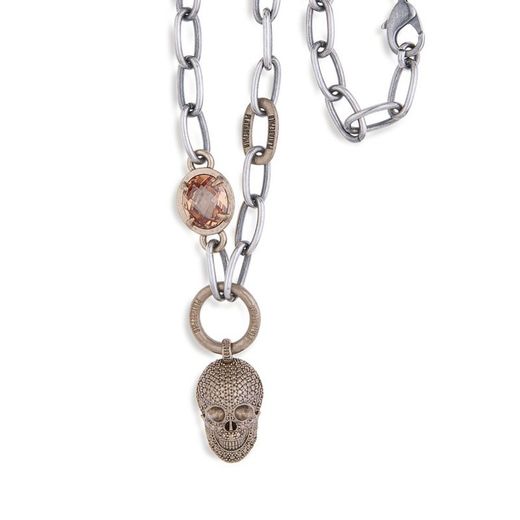 SN016X Colgante PLATA DE PALO calavera cuarzo facetado