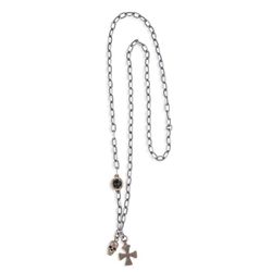 SN018X Colgante-collar Plata de Palo calavera y ónix
