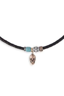 SN042X Colgante Skudo Plata de Palo calavera de bronce detalles en plata y resina azul