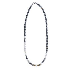 SN047X Collar Plata de Palo calaveras Jemaa de Plata 925, perlas de agua dulce y hematites