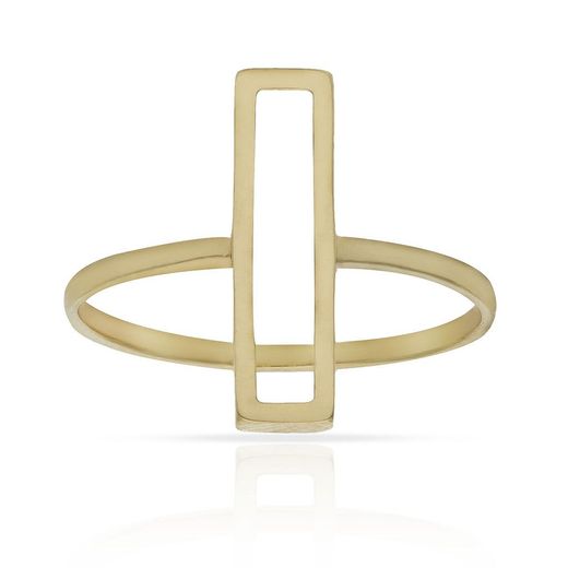 SO-S1378 Anillo oro de 18K con forma de triángulo calado acabado en brillo