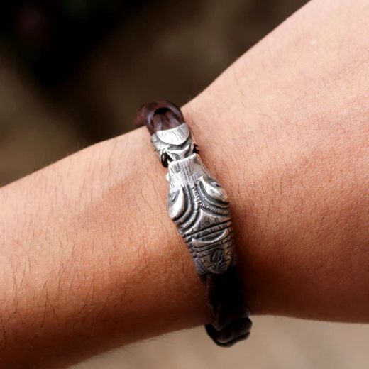 SP2 Pulsera Plata de Palo de piel cobra plata