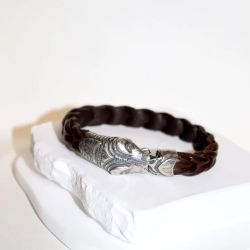 SP2 Pulsera Plata de Palo de piel cobra plata