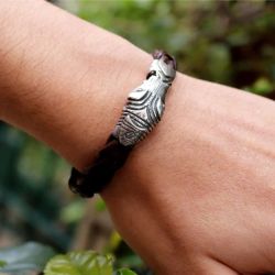 SP2 Pulsera Plata de Palo de piel cobra plata
