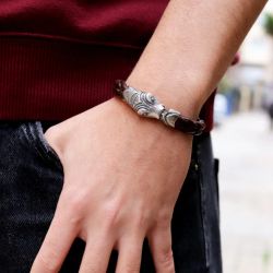 SP2 Pulsera Plata de Palo de piel cobra plata