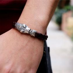 SP2 Pulsera Plata de Palo de piel cobra plata
