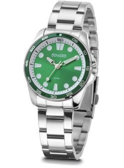 SPORT Mud D25354.03 Reloj DUWARD Analógico para Mujer de Cuarzo con Correa en Acero Inoxidable 316L. Elegante Reloj de Mujer con Esfera verde y agujas anchas y muy visibles