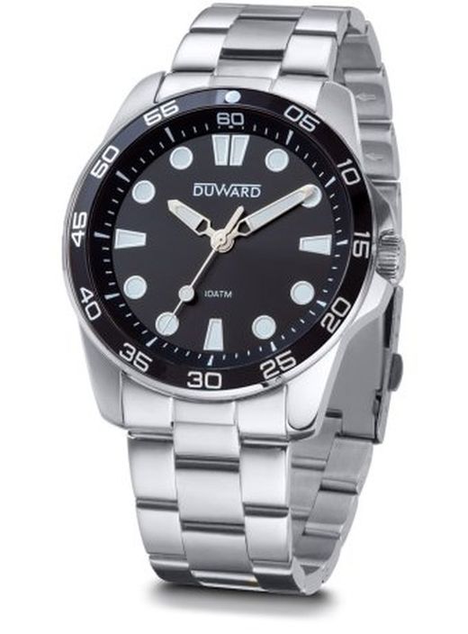 Reloj DUWARD de hombre Ref. D95354.02 SPORT Mud acero inoxidable 316L esfera negra elegante diseño sólido y compacto