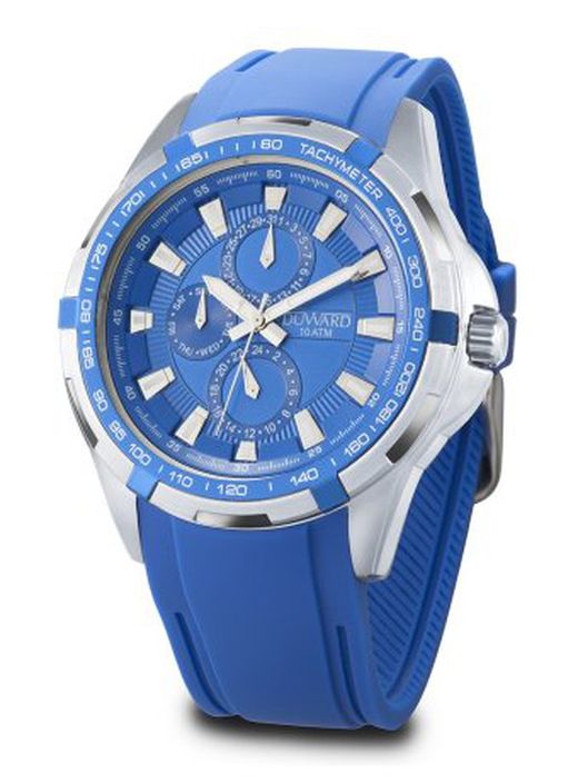 Reloj DUWARD de hombre cristal mineral SPORT Thunder D85705.05 equipado con multifunción correa de caucho azul elegante