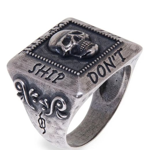 SR003X Anillo Plata de Palo de plata 925 con calavera Unisex Calavera Buike