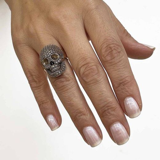 SR013B Anillo Plata de Palo Skull de bronce y calavera