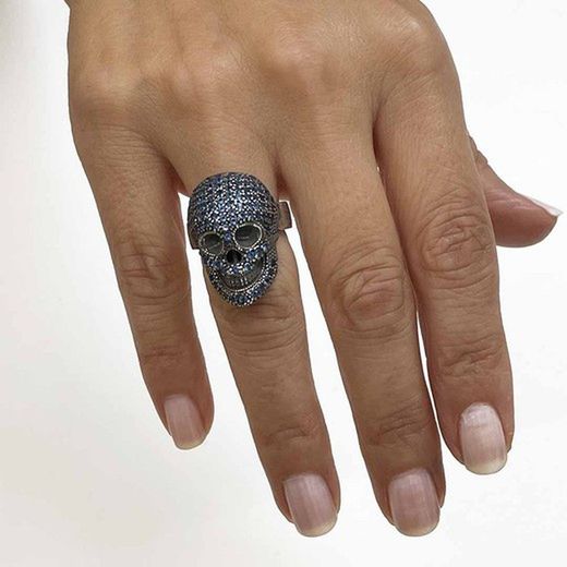 SR014A Anillo Plata de Palo de plata y circonitas azules