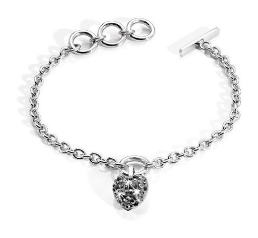 SRN12 Pulsera refinada corazón y acero tres anillas finales ideal para el ajuste