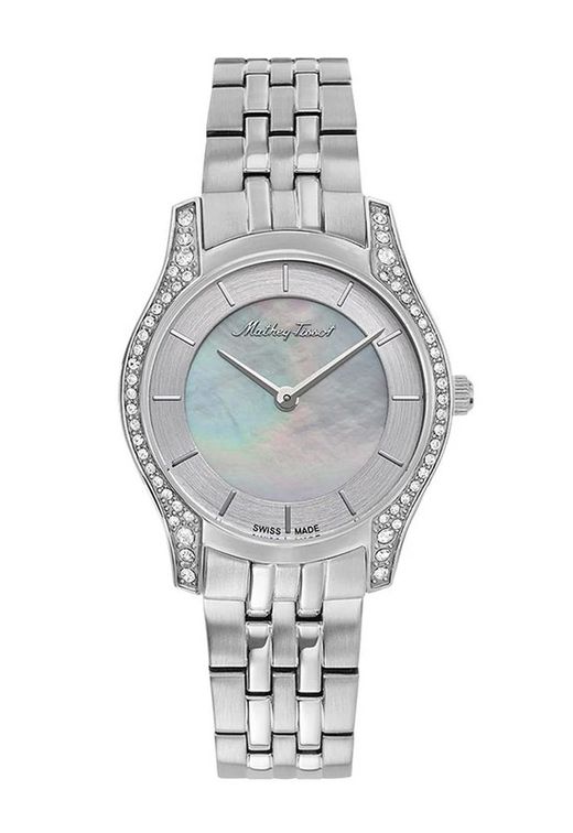 Tacy D949AQI Reloj Mathey Tissot Swiss Made de mujer caja de acero inoxidable 316L decorada con circonitas y brazalete de acero 316L