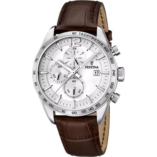 Reloj Festina hombre colección TIMELESS CHRONOGRAPH F16760/1 caja de acero 316L color plata y correa de piel