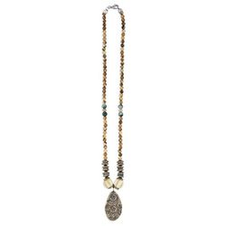 TN13 Collar Plata de Palo en bronce, plata y jaspe