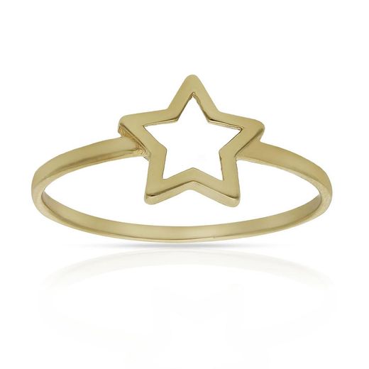 SO-S1364 Anillo de oro 18K estrella calada acabado en brillo