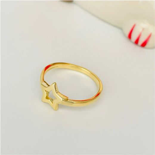 SO-S1364 Anillo de oro 18K estrella calada acabado en brillo
