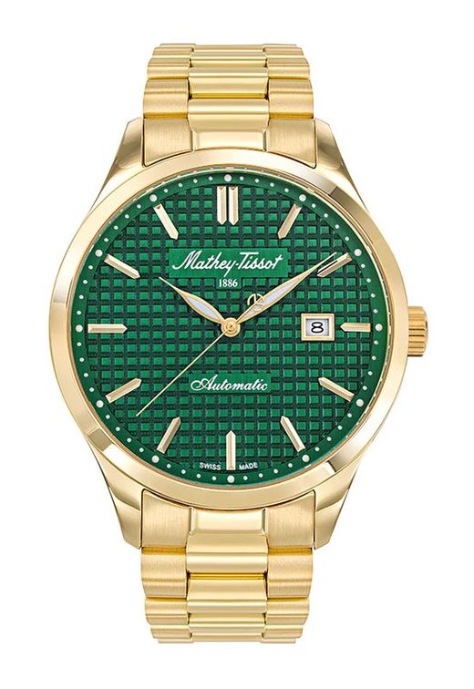 Urban Auto H411ATPV Reloj Mathey Tissot Swiss Made de hombre movimiento automático Suizo, cristal Zafiro chapado en oro amarillo con clase y estilo