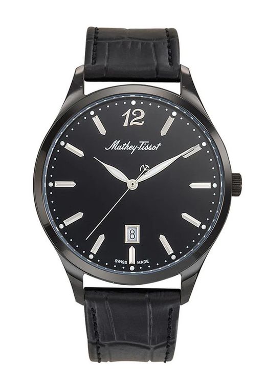 Urban Leather H411NN Reloj unisex Mathey Tissot Swiss Made caja de acero inoxidable 316L correa de cuero, calendario cristal zafiro
